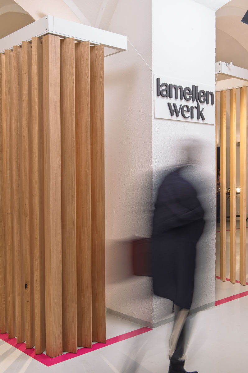 Lamellen Messestand Blickfang Praterinsel